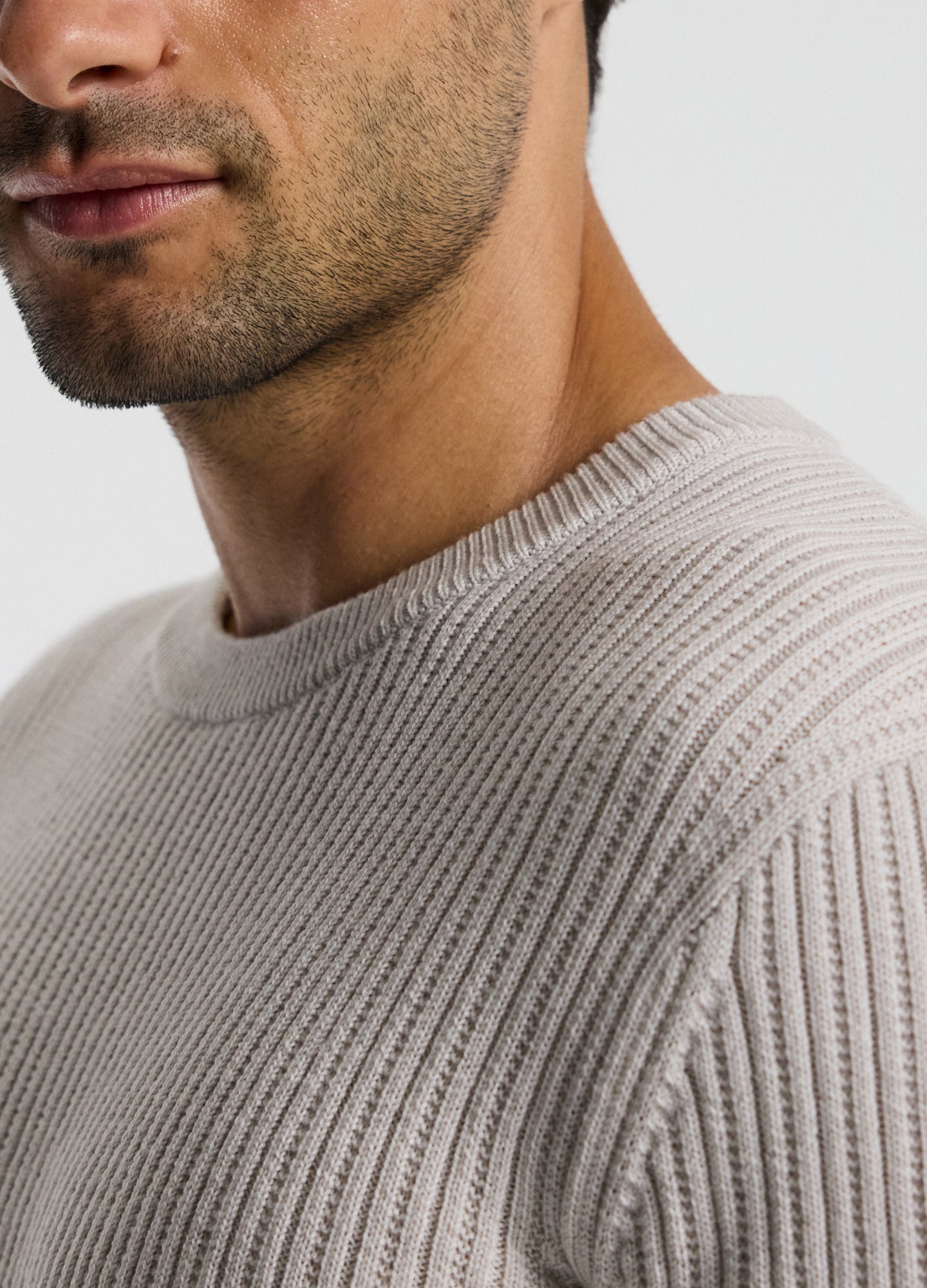 Slim Merino Wool Rib Sweater Salt