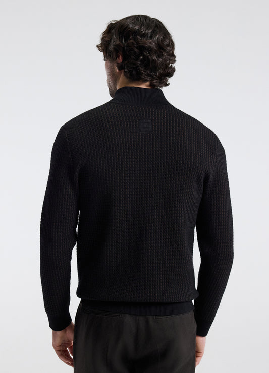 Geometric Jacquard Cardigan Chocolate