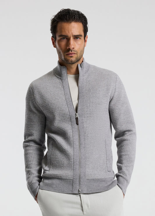 Geometric Jacquard Cardigan Grey