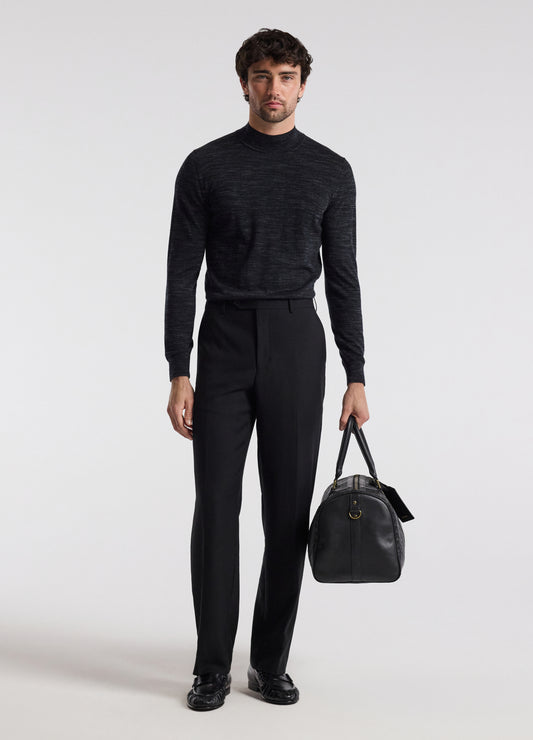 Mock Neck Merino Wool Sweater Charcoal