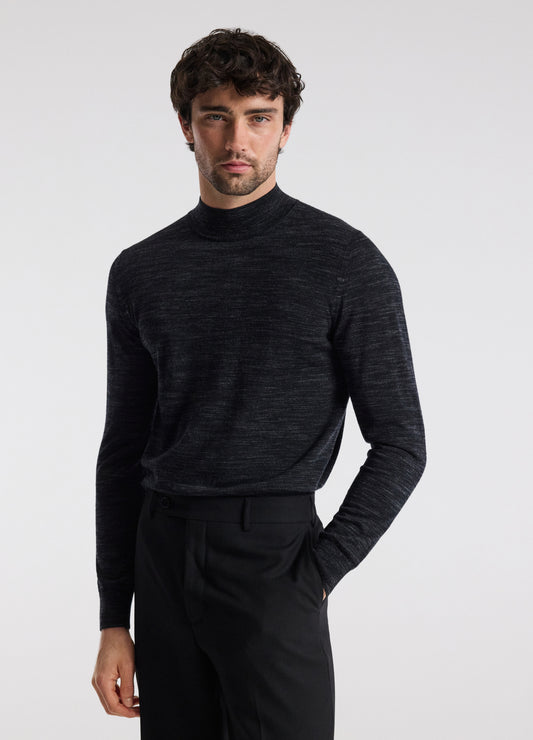 Mock Neck Merino Wool Sweater Charcoal