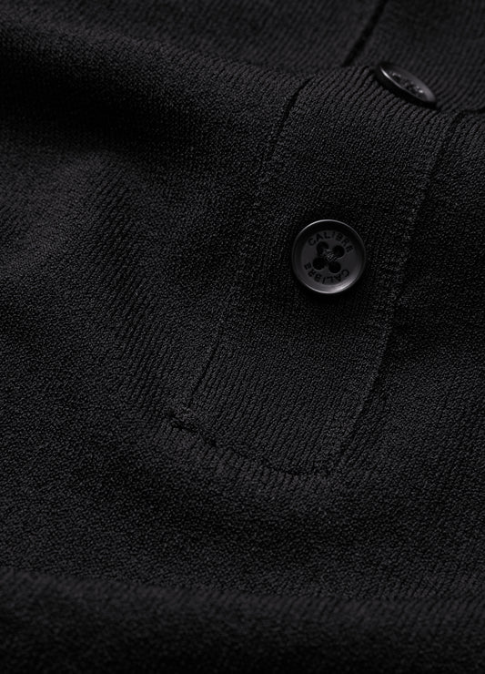 Short Sleeve Tech Henley Black