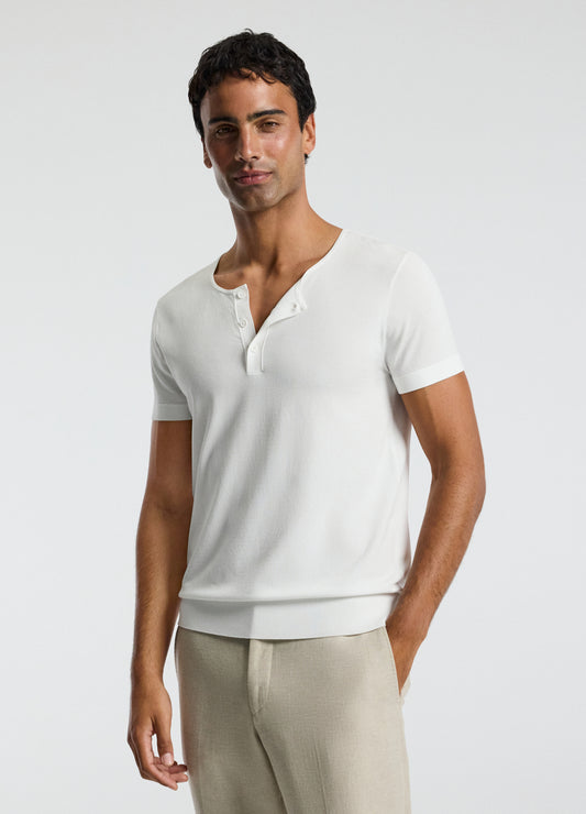 Short Sleeve Tech Henley Ivory