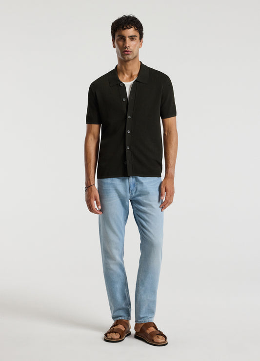 Linear Rib Knit Shirt Dark Khaki