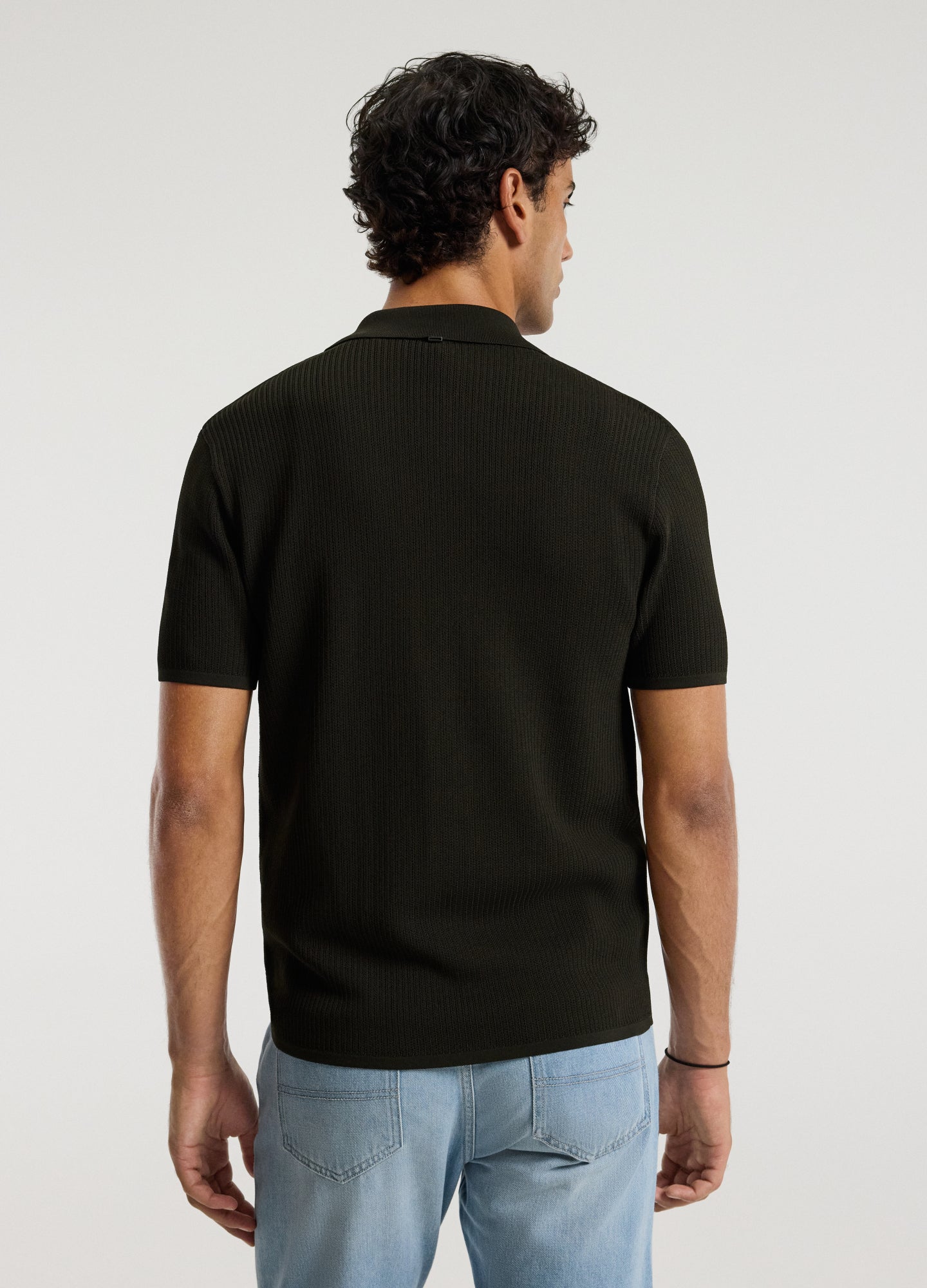 Linear Rib Knit Shirt Dark Khaki