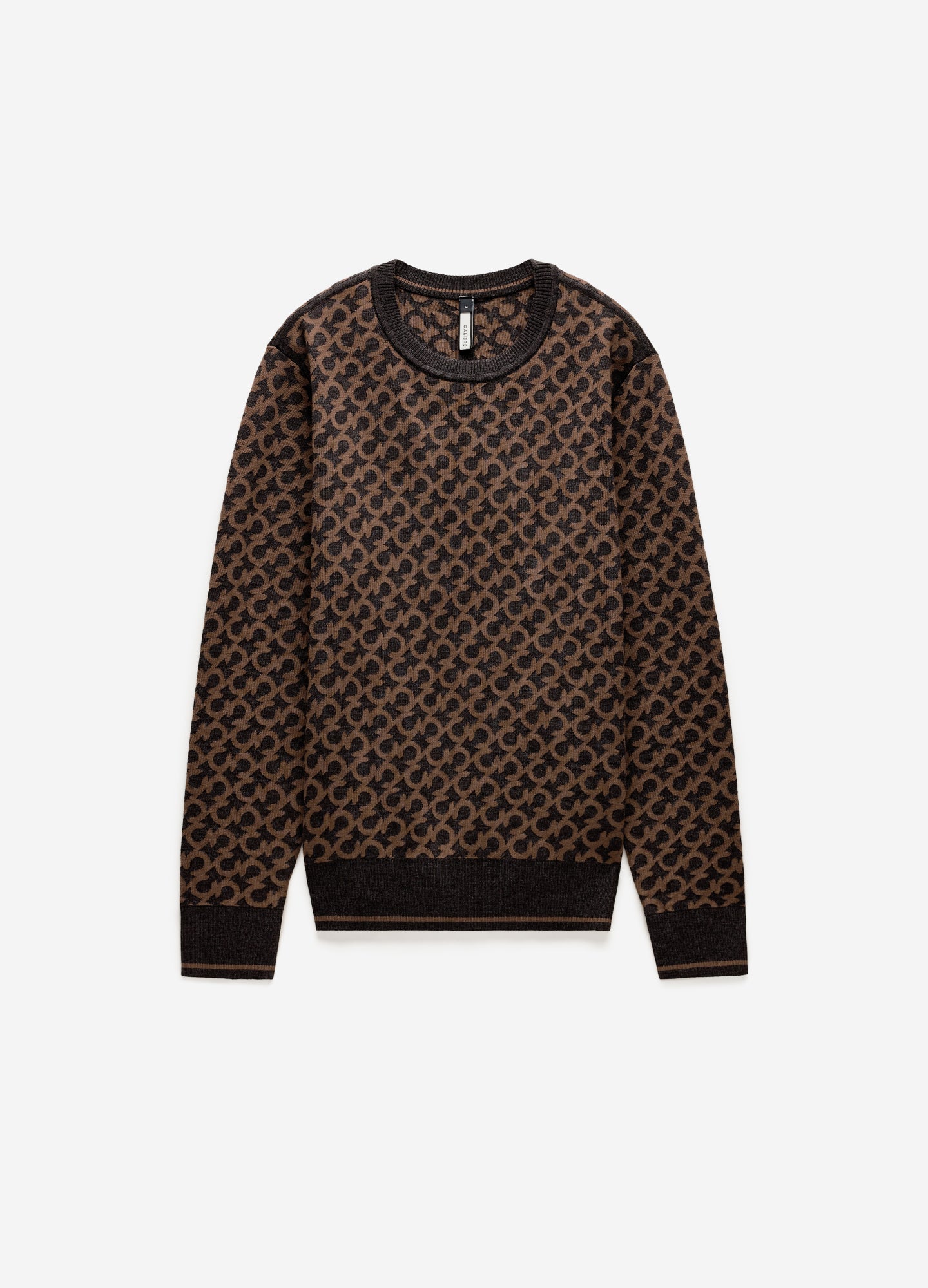 Monogram Jacquard Merino Wool Sweater Camel