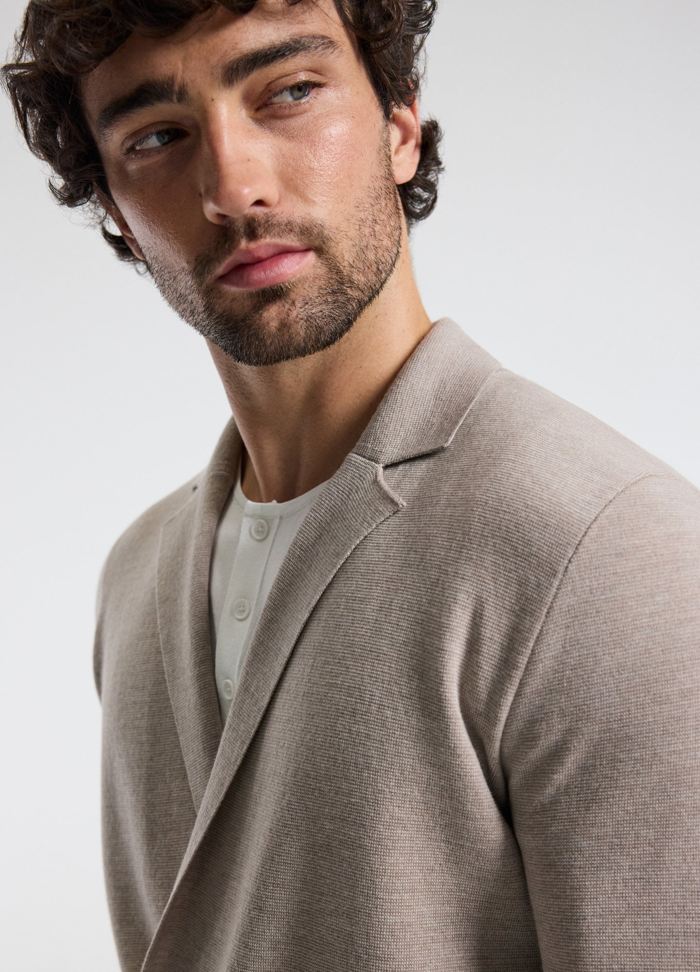 Double-Breasted Merino Wool Cardigan Neutral