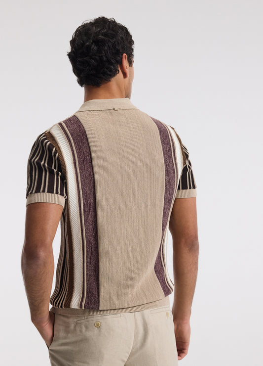 Multi Stripe Knit Polo Natural