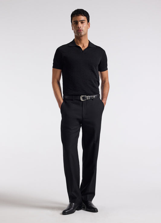 Zebra Jacquard Polo Black