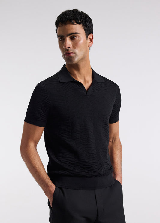 Zebra Jacquard Polo Black