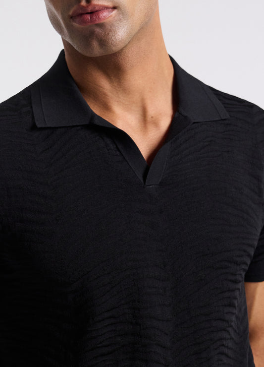 Zebra Jacquard Polo Black
