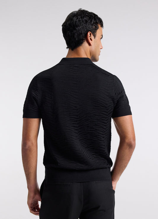 Zebra Jacquard Polo Black