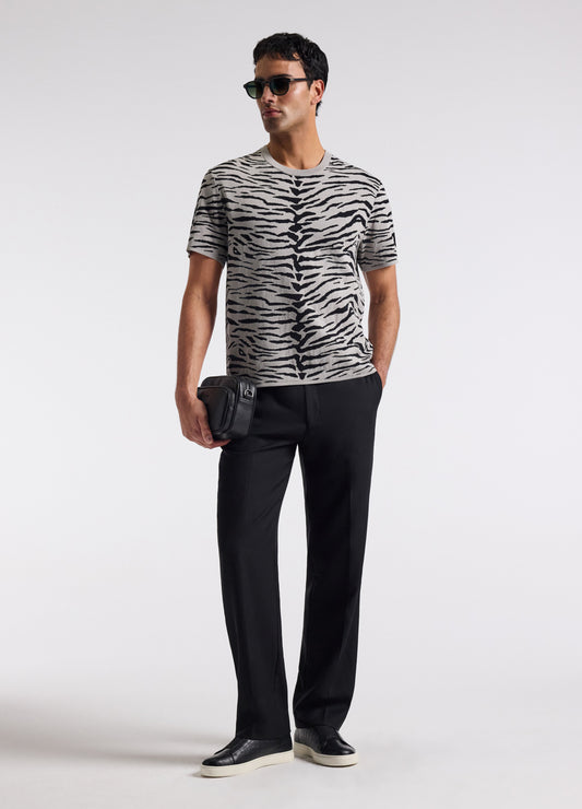 Relaxed Zebra Jacquard T-shirt Zinc
