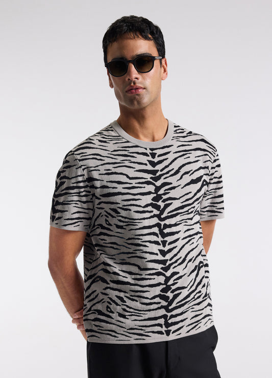 Relaxed Zebra Jacquard T-shirt Zinc
