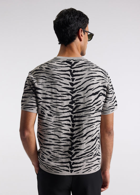 Relaxed Zebra Jacquard T-shirt Zinc
