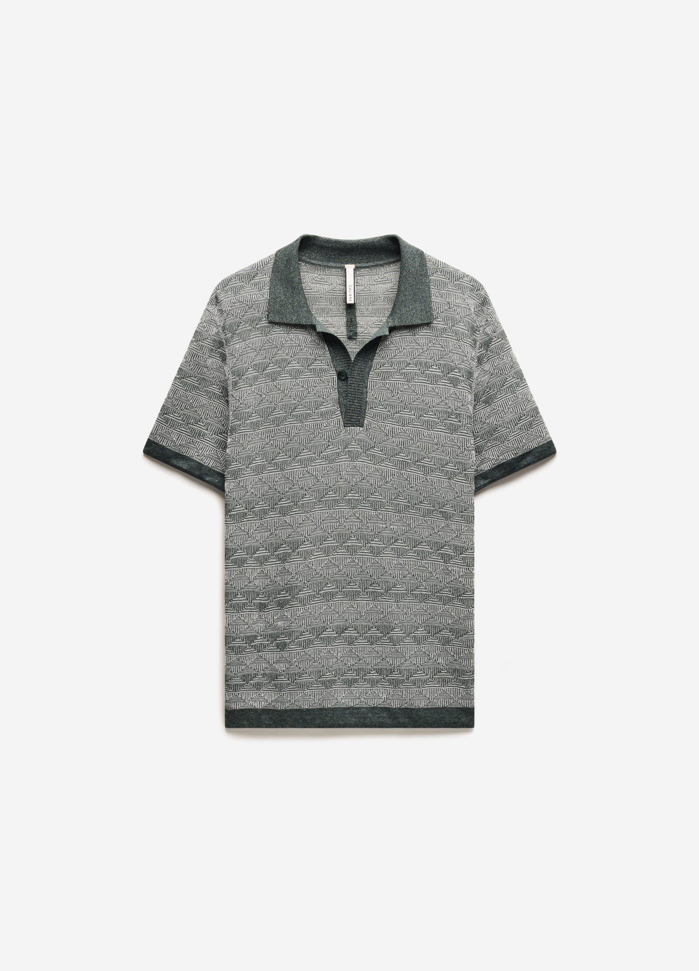 Two-Tone Geometric Jacquard Polo Fern