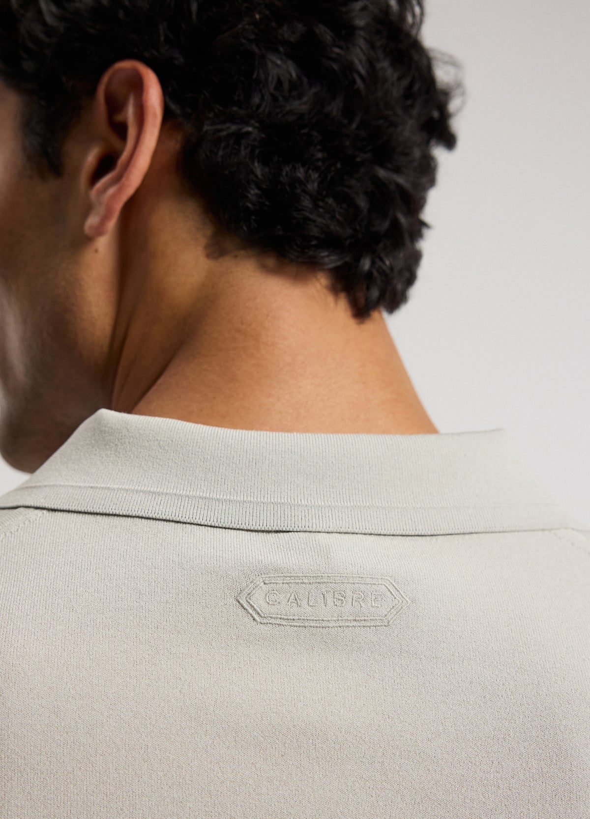Technical Knit Rib Collar Polo Silver