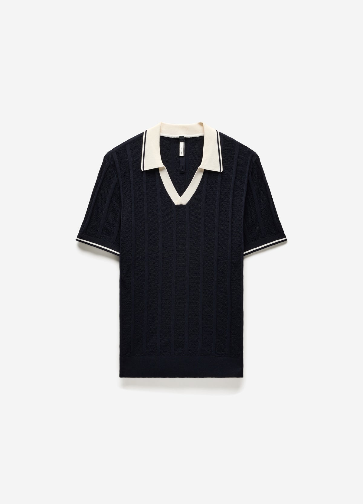 Contrast Trim Stripe Polo Navy