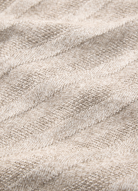 Linen Blend Open Neck Polo Sand