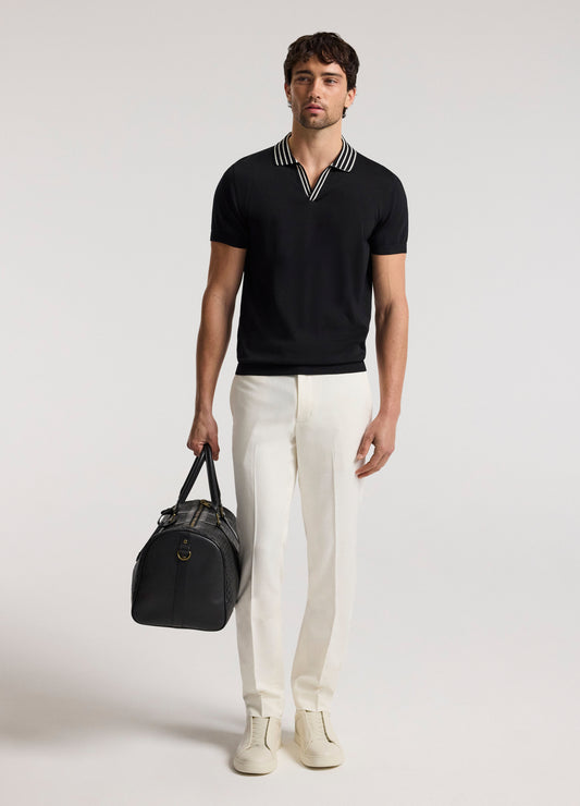 Stripe Collar Polo Black
