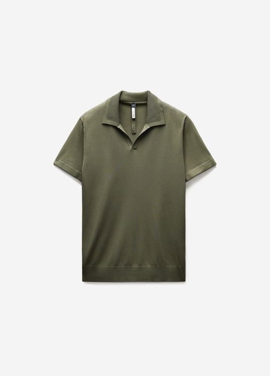 Rib Collar Tech Knit Polo Light Khaki