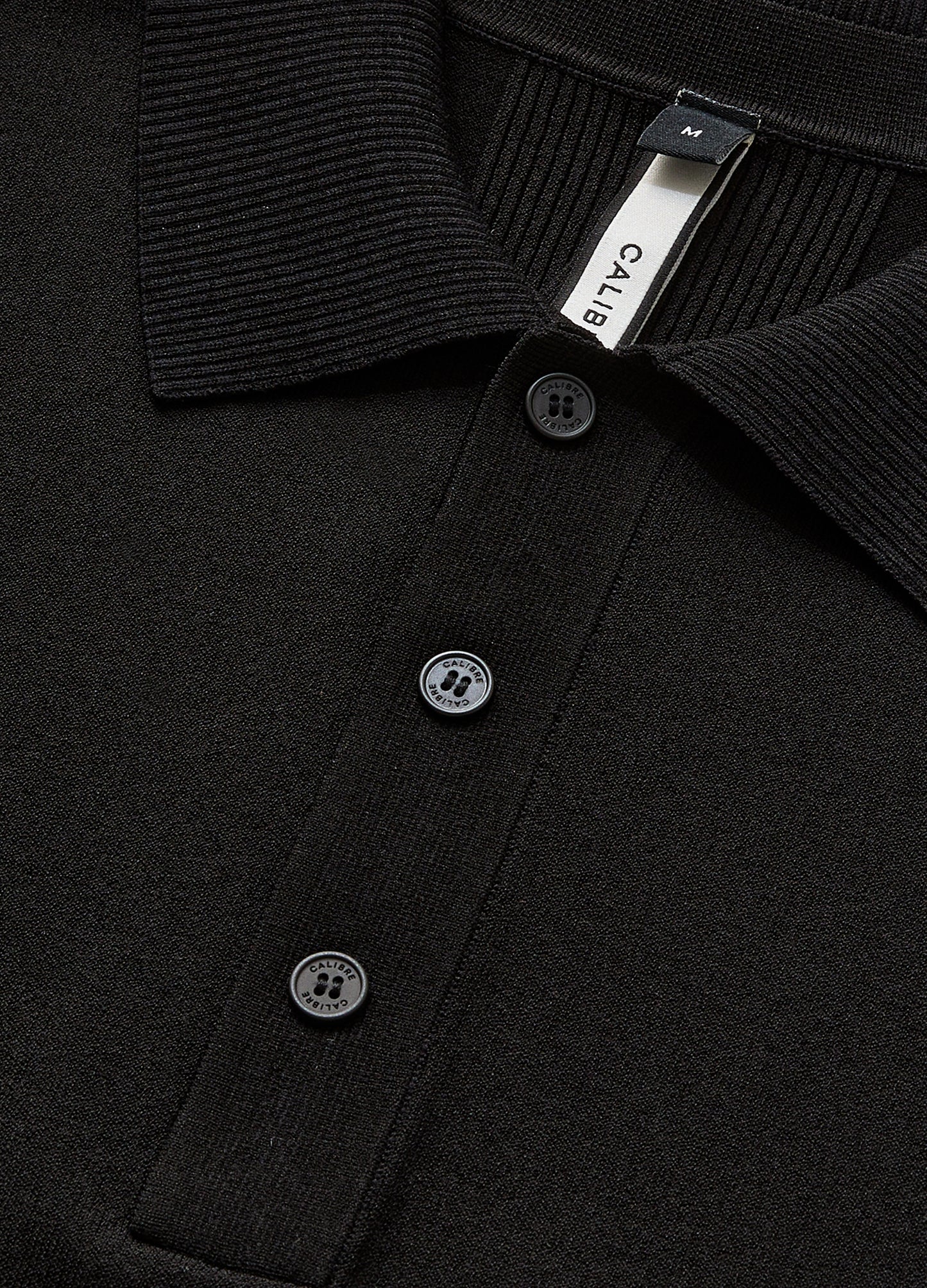 Long Sleeved Tech Knit Polo Black