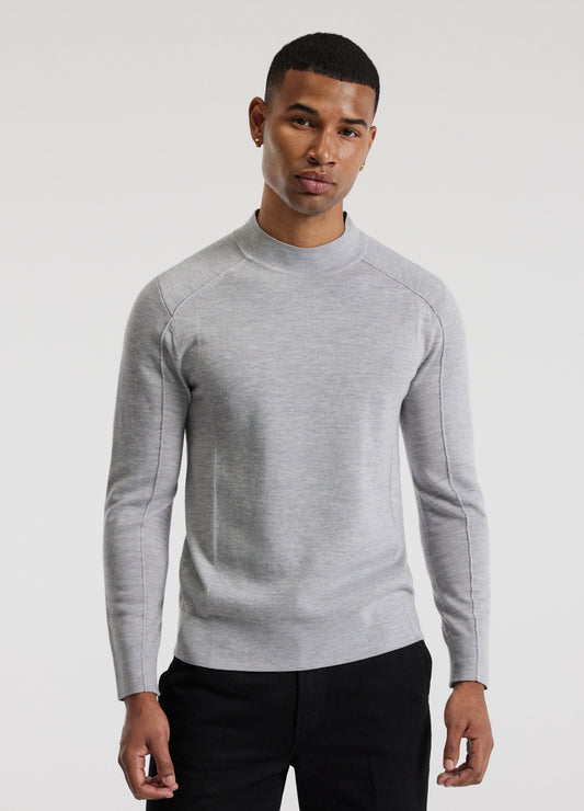 Mock Neck Merino Sweater Silver Marle