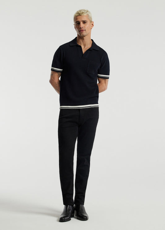 Textured Knit Polo Navy