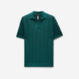 Self Stripe Mesh Knit Polo Jade