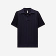 Self Stripe Mesh Knit Polo Navy