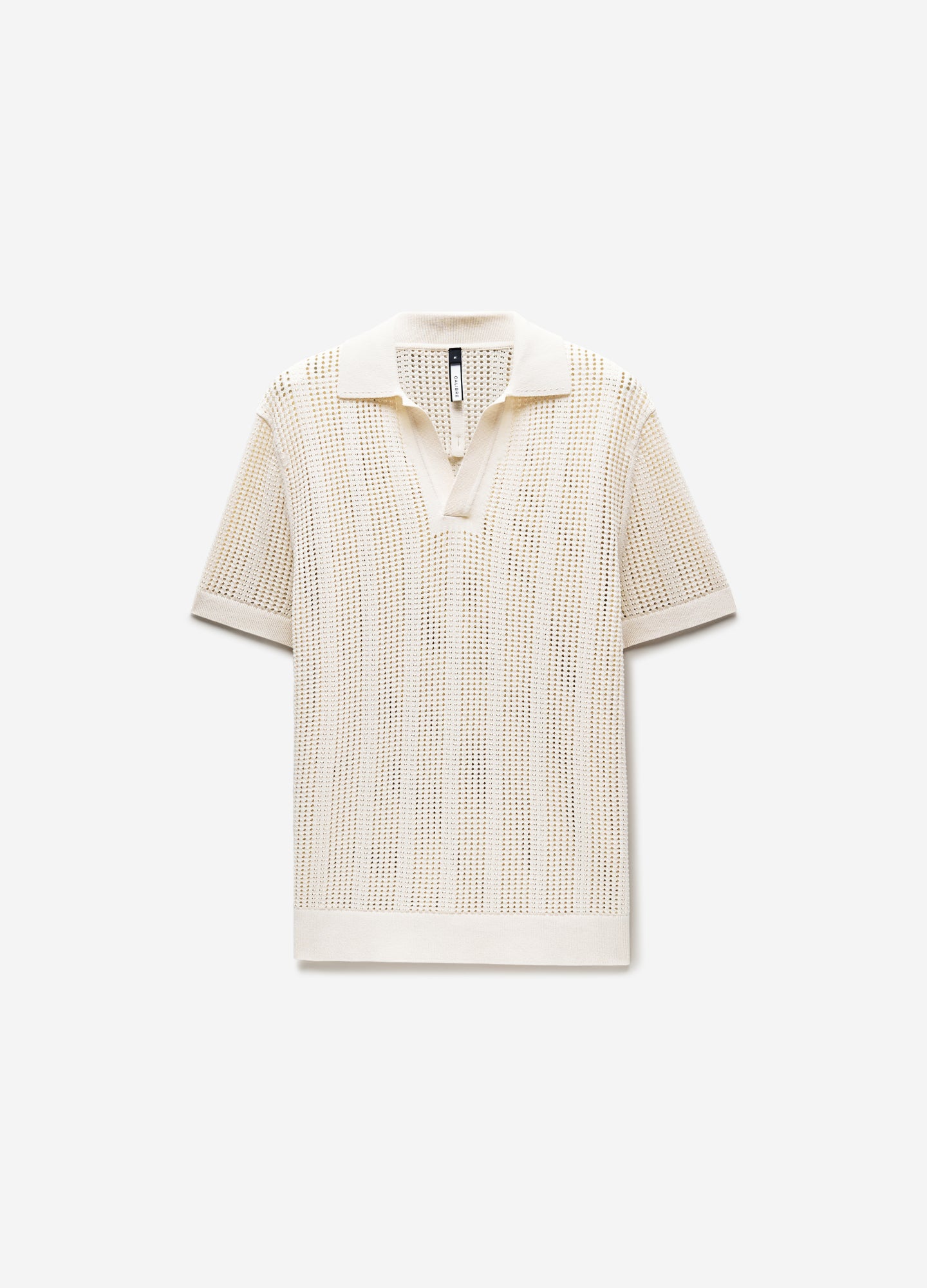 Self Stripe Mesh Knit Polo Wheat