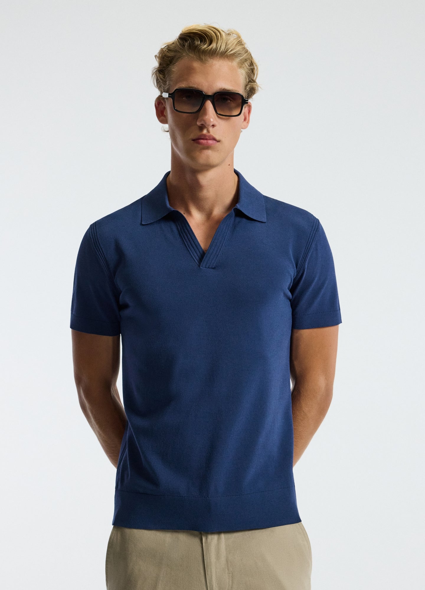 Tech Shoulder Trim Polo Marine Blue