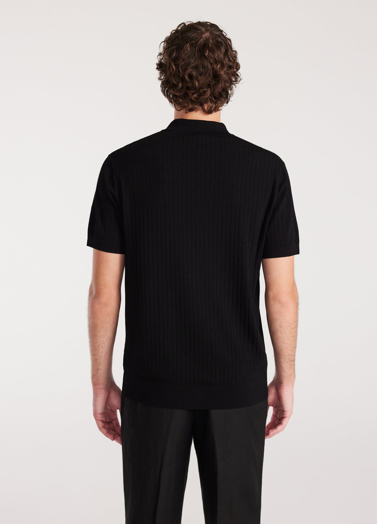 Sheer Stripe Polo Black