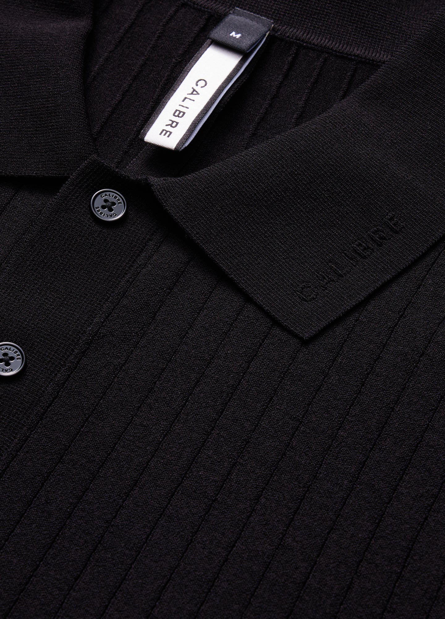 Sheer Stripe Polo Black