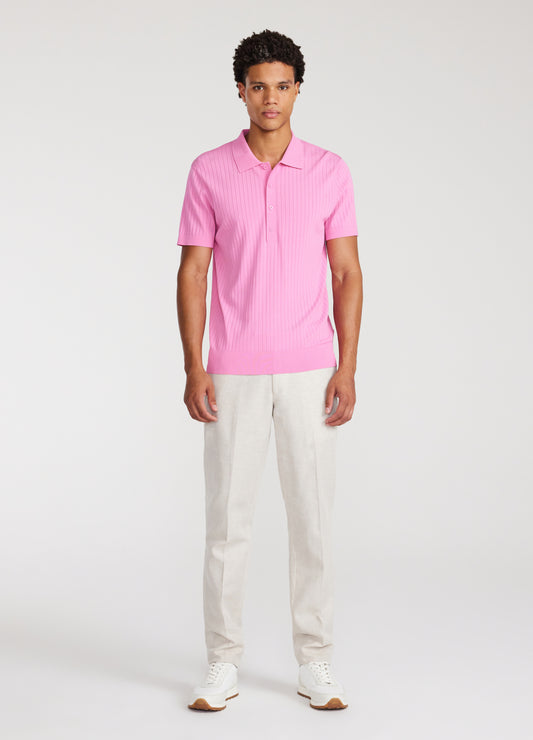 Sheer Stripe Polo Ultra Pink