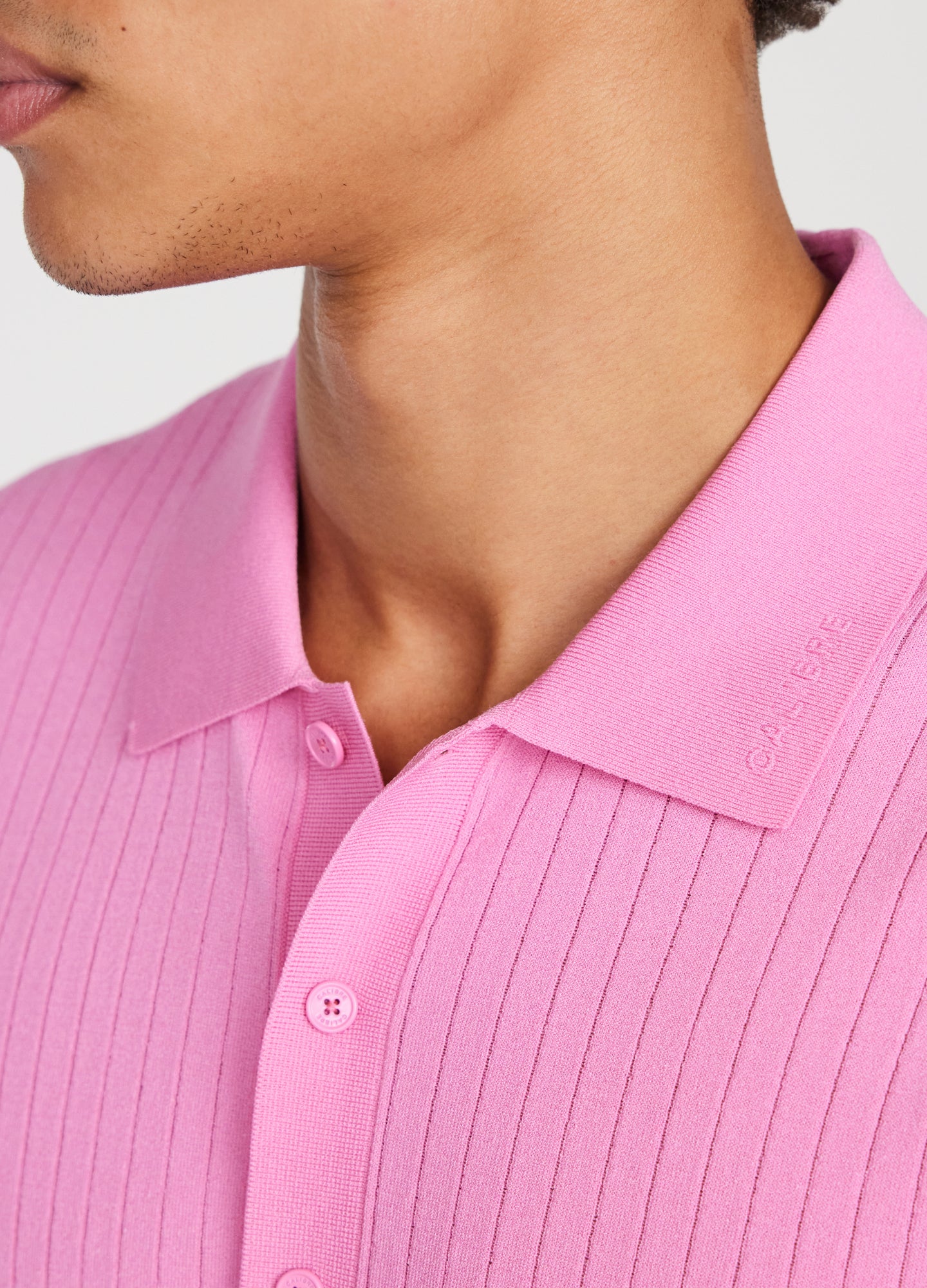 Sheer Stripe Polo Ultra Pink