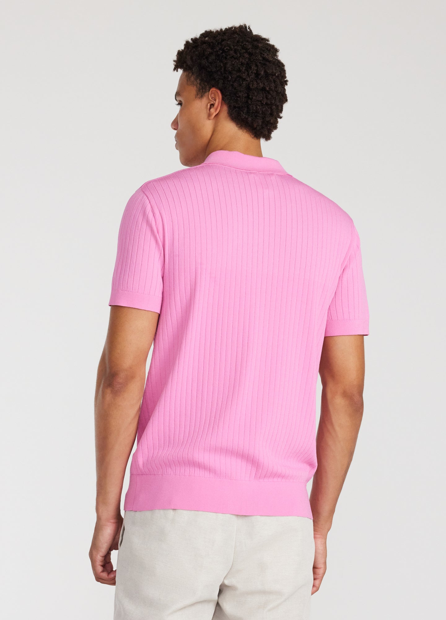 Sheer Stripe Polo Ultra Pink