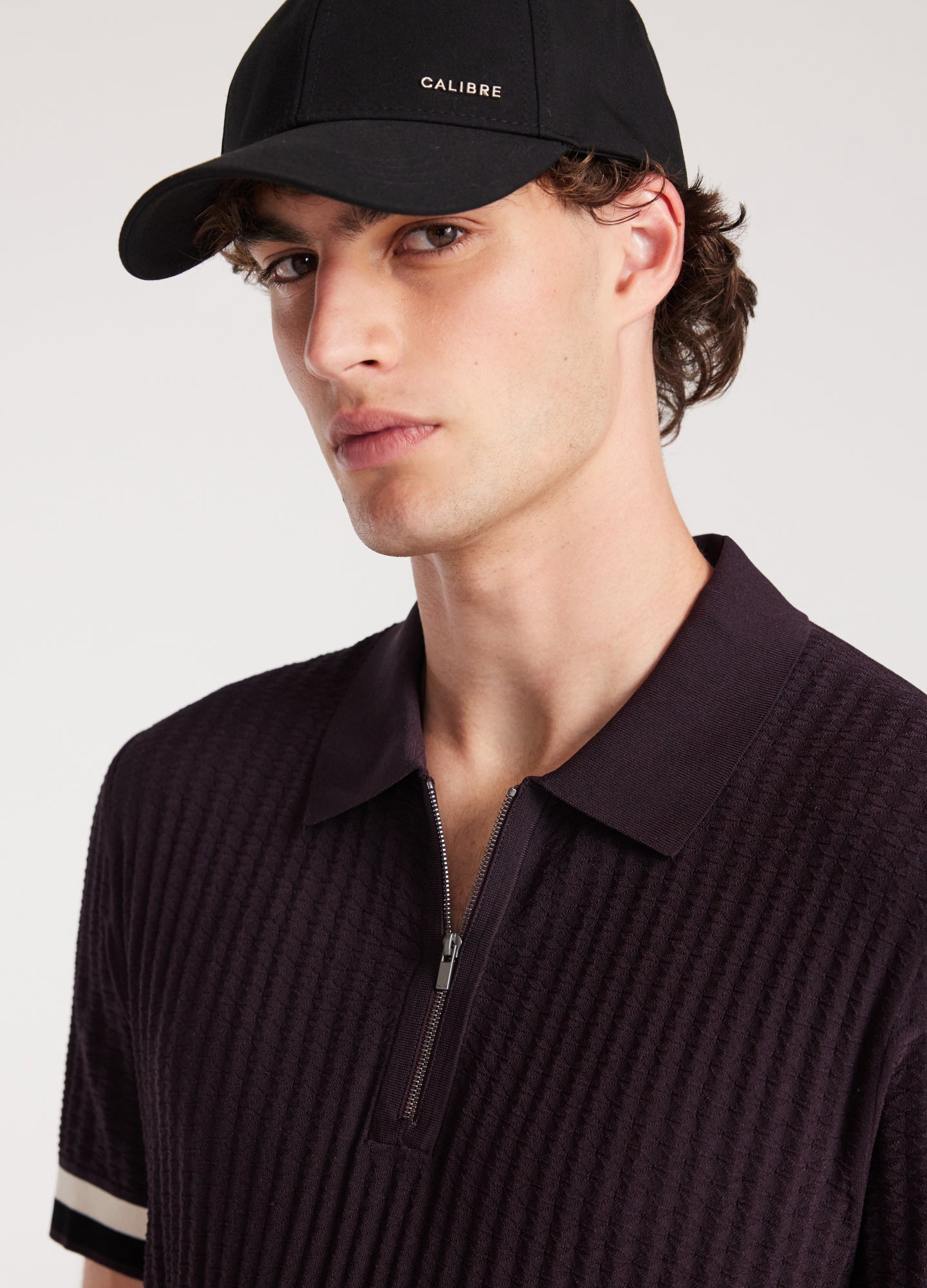 Double Stripe Polo Aubergine