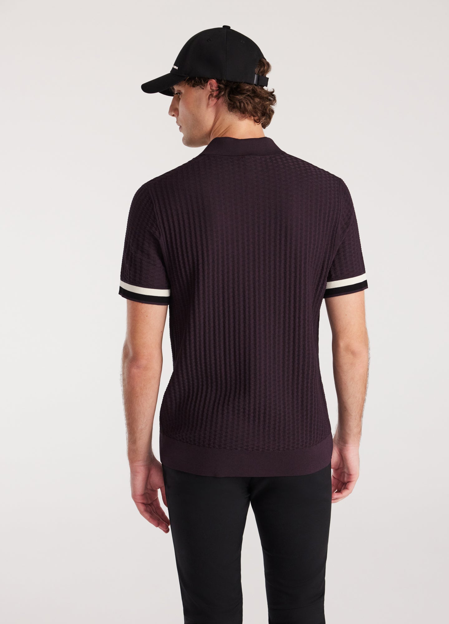 Double Stripe Polo Aubergine