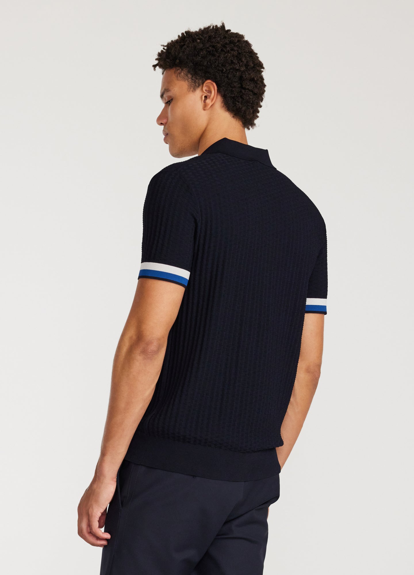 Double Stripe Polo Navy