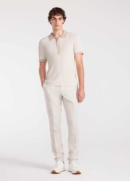 Two Tone Ribbed Polo Parchment
