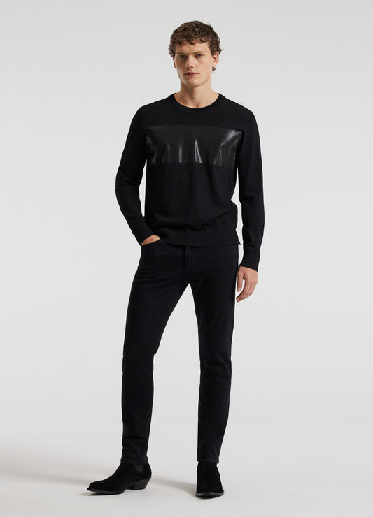Bonded Stripe Sweater Black