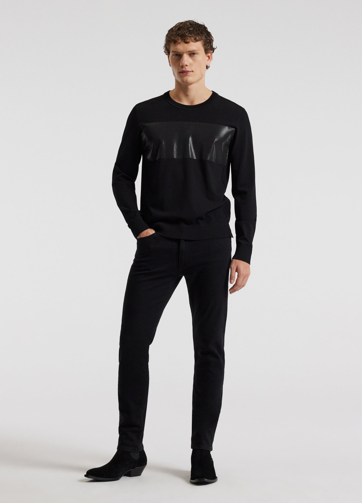 Bonded Stripe Sweater Black
