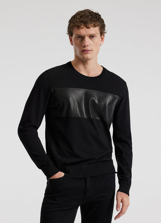 Bonded Stripe Sweater Black