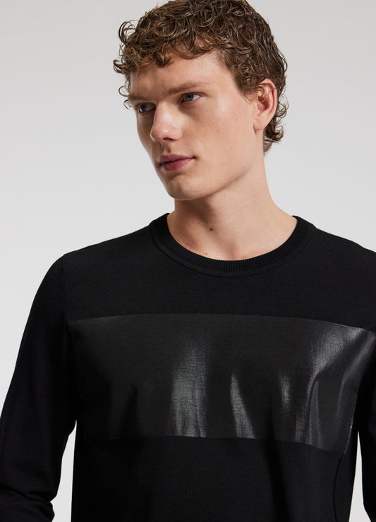 Bonded Stripe Sweater Black
