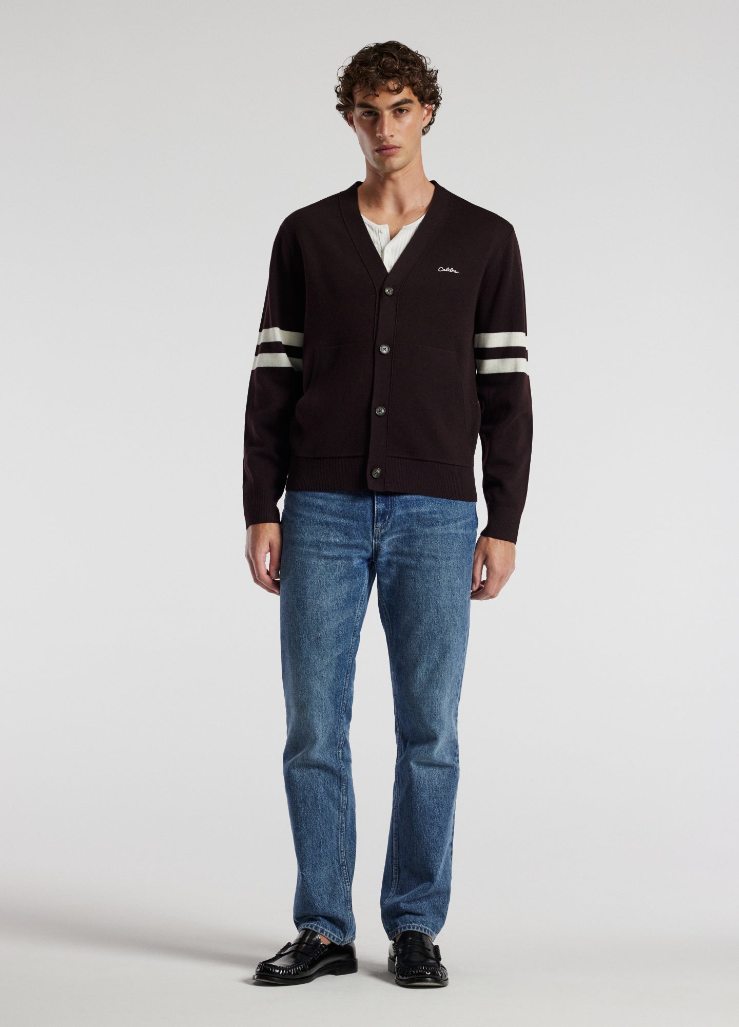Varsity Cardigan Aubergine