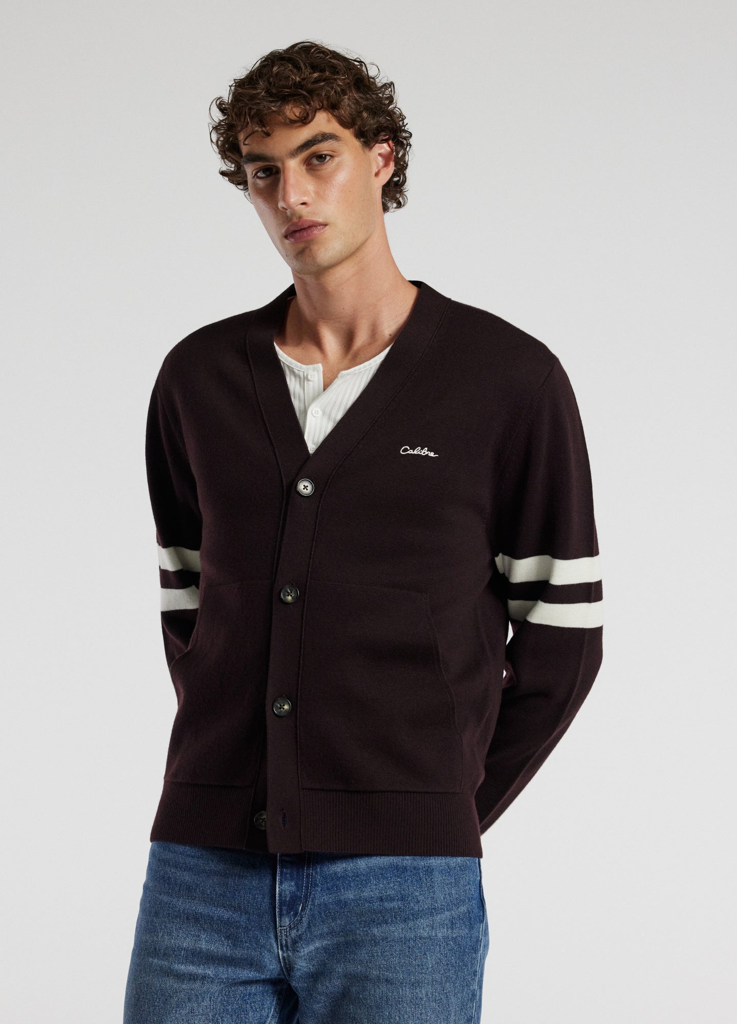 Varsity Cardigan Aubergine