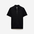 Cotton Zip Neck Polo Black
