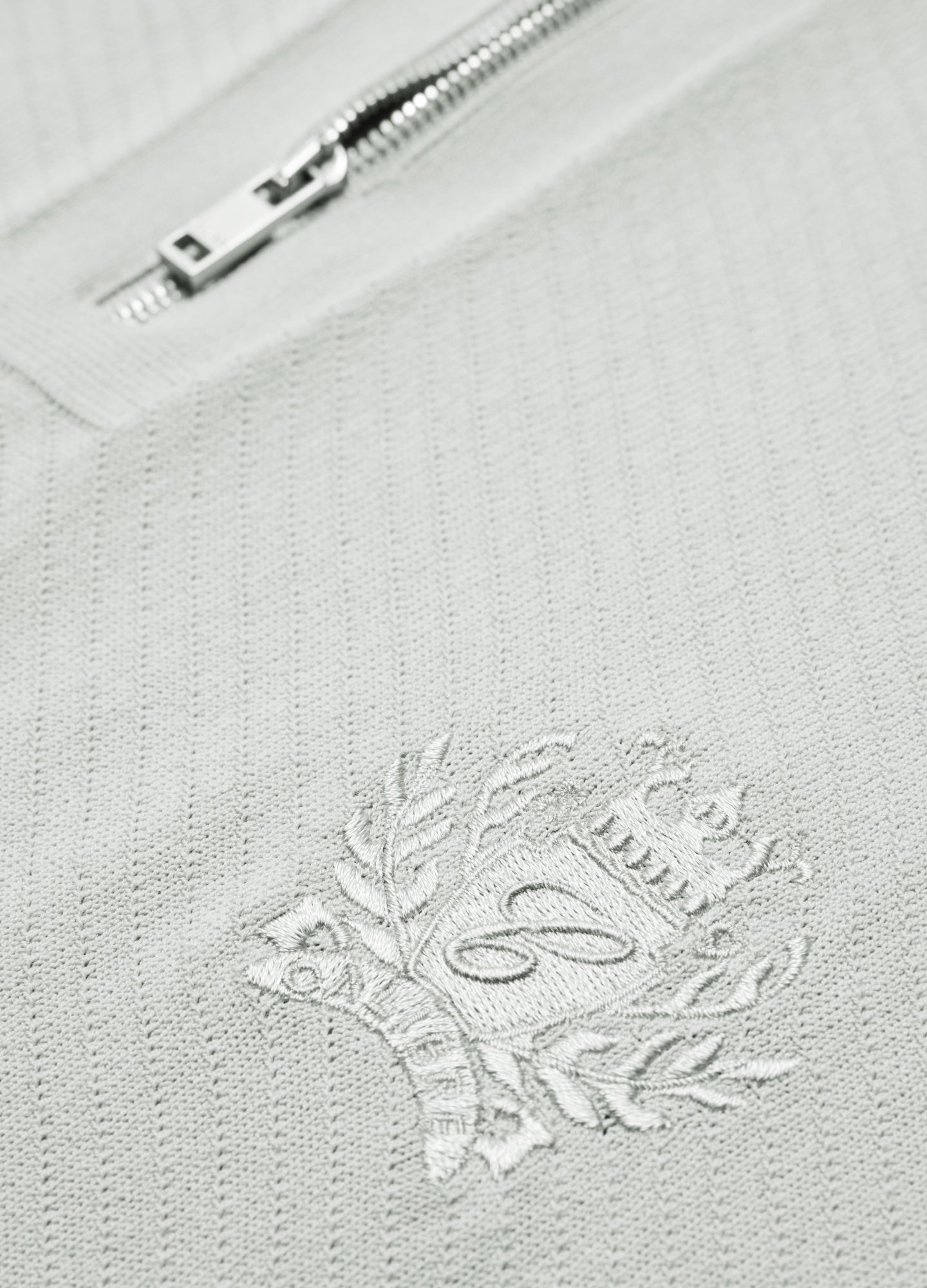 Cotton Zip Neck Polo Silver