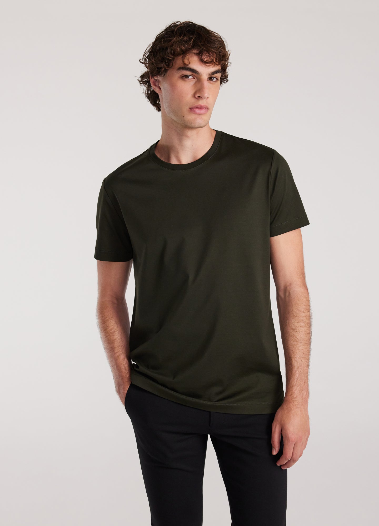 Mercerised Crew T-shirt Army Green